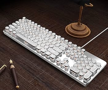 ホワイトメカニカルキーボード 青色バックライト 7992148_4.jpg